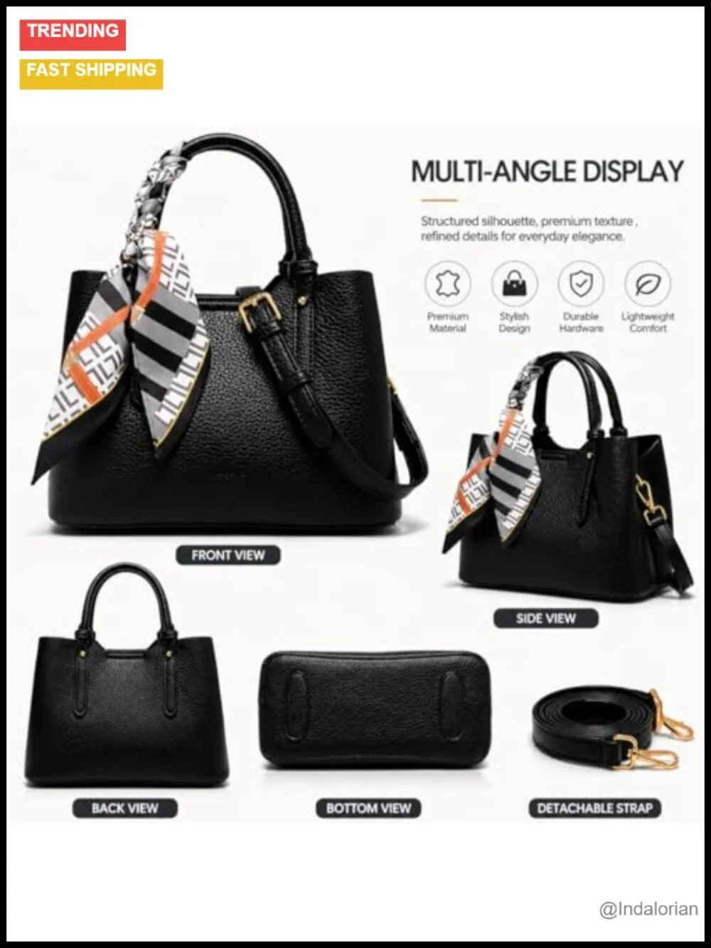 Waterproof Faux Leather Top Handle Shoulder Bag with Wallet Function